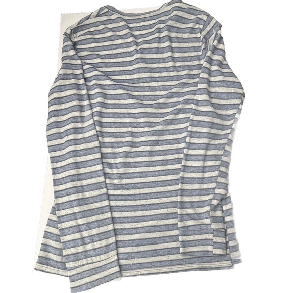 Sol Angeles Henley Tee Medium Stripe Blue White Long Sleeve Stretch Top Made USA - Picture 2 of 3